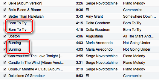 duplicate files in itunes