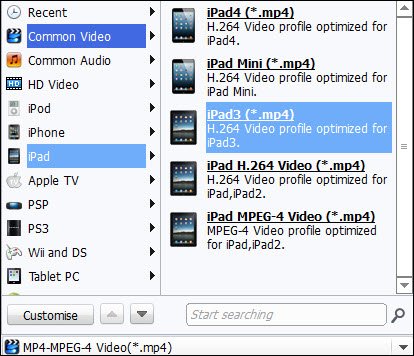 Set MP4 as the output format