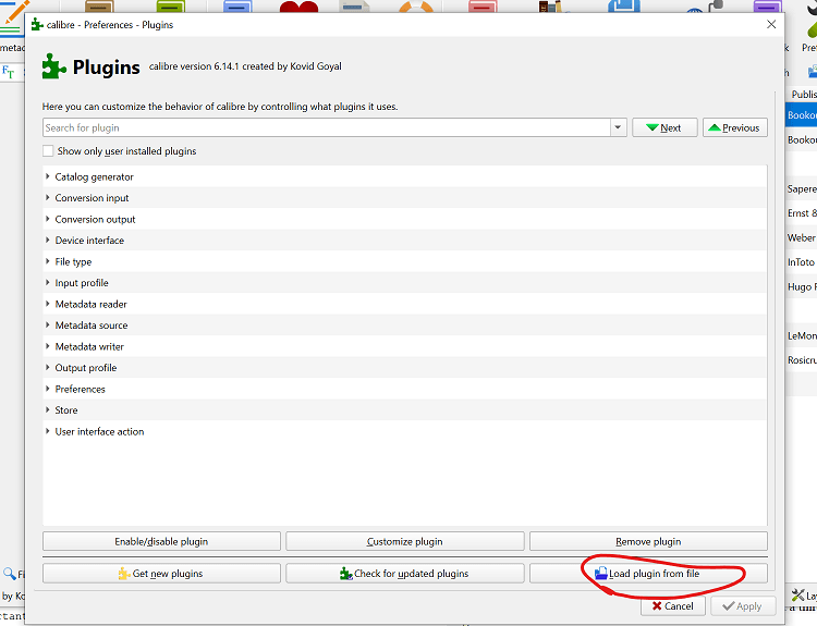 calibre load plugin