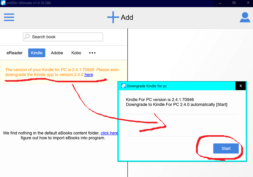 downgrade kindle app