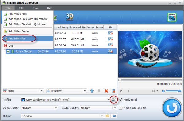 load DRM protected WMV files