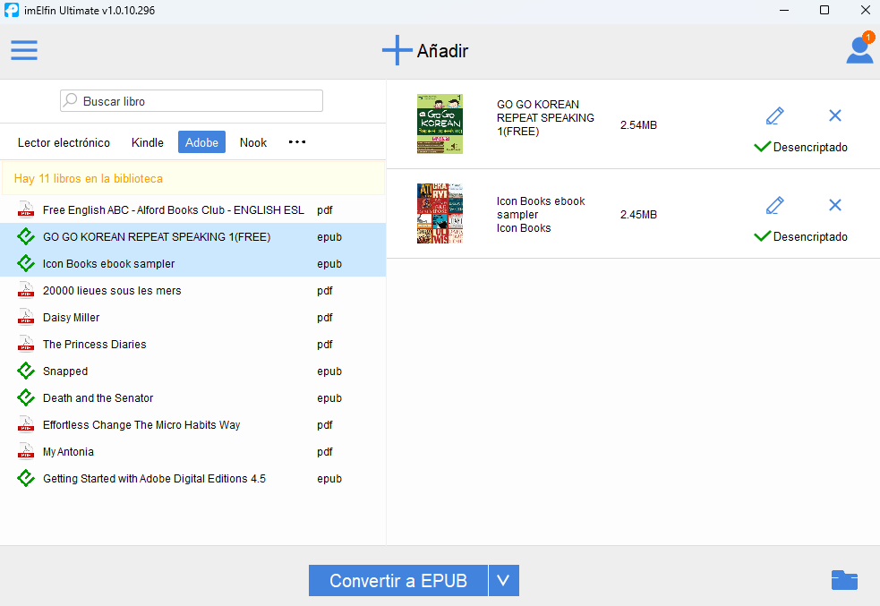 Eliminar Adobe DRM con Imelfin