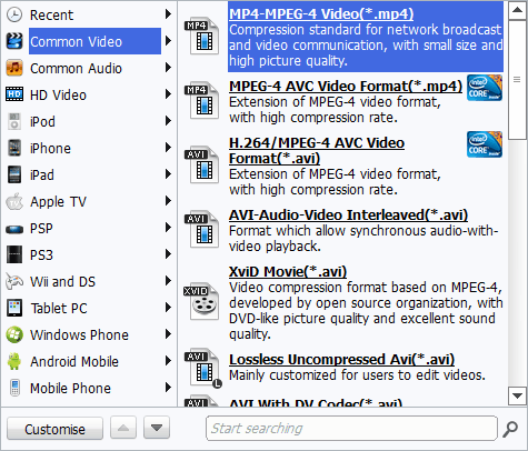 select output setting