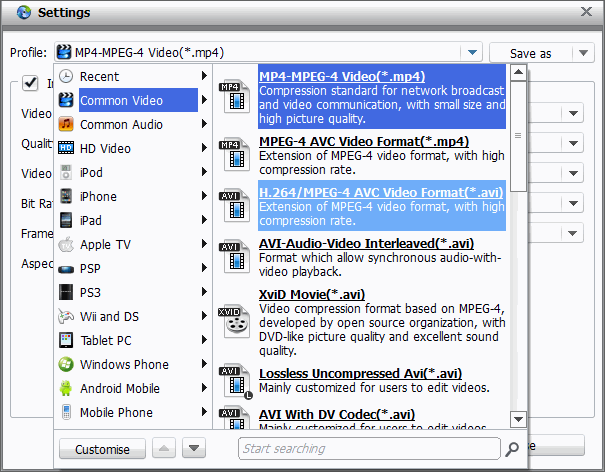 set bluray output format